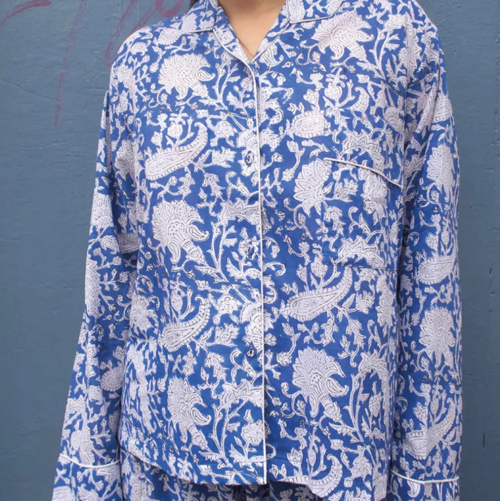 CRAFT SISTERS Pyjamas Blockprint Blue Flower