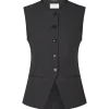NEO NOIR Fabia Structure Waistcoar Dark Grey