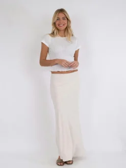 NEO NOIR Viso Linen Skirt Natural